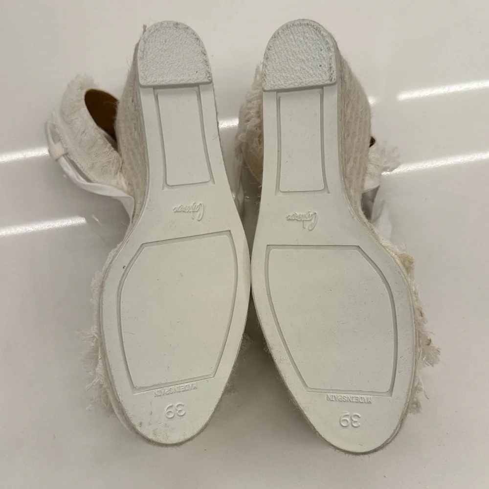 Castaner Cream Fringe Espadrille Wedge Sandals - Picture 3 of 5